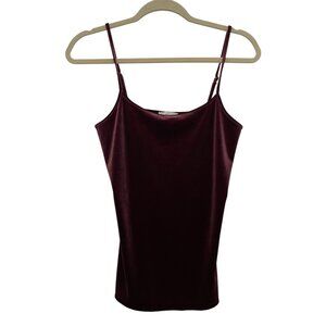 Loft Burgundy Velvet Spaghetti Strap Camisole Top Womens Size M